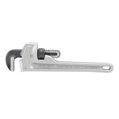 RIDGID 31090 Aluminum Straight Pipe Wrench, 10" Sturdy Plumbing Wrench with Self Cleaning Threads and Hook Jaws