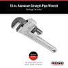 RIDGID 31090 Aluminum Straight Pipe Wrench, 10" Sturdy Plumbing Wrench with Self Cleaning Threads and Hook Jaws view 2