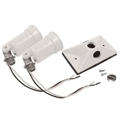 Hubbell-Bell 5621-6 Rectangular Cover 75-100-Watt Combination Lampholders, White, 2 Pack