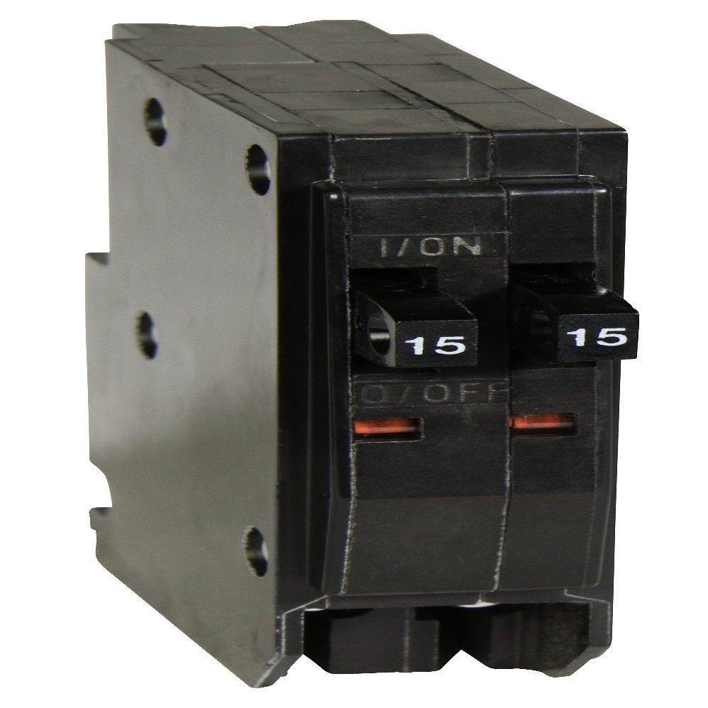 Square D by Schneider Electric QOT1515CP Tandem Mini Circuit Breaker, QO, 2 x 1 Pole at 15A, 120/240VAC, 10kA, Plug in Mount, Black