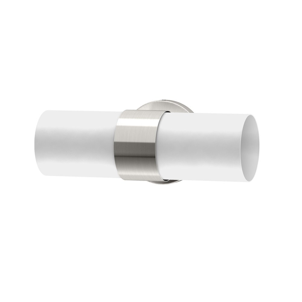 Gatco 1634, Glam Double Sconce / Satin Nickel / Double Cylinder Frosted Glass Sconce / Bathroom Vanity Light / Wall Mounted Vertically or Horizontally