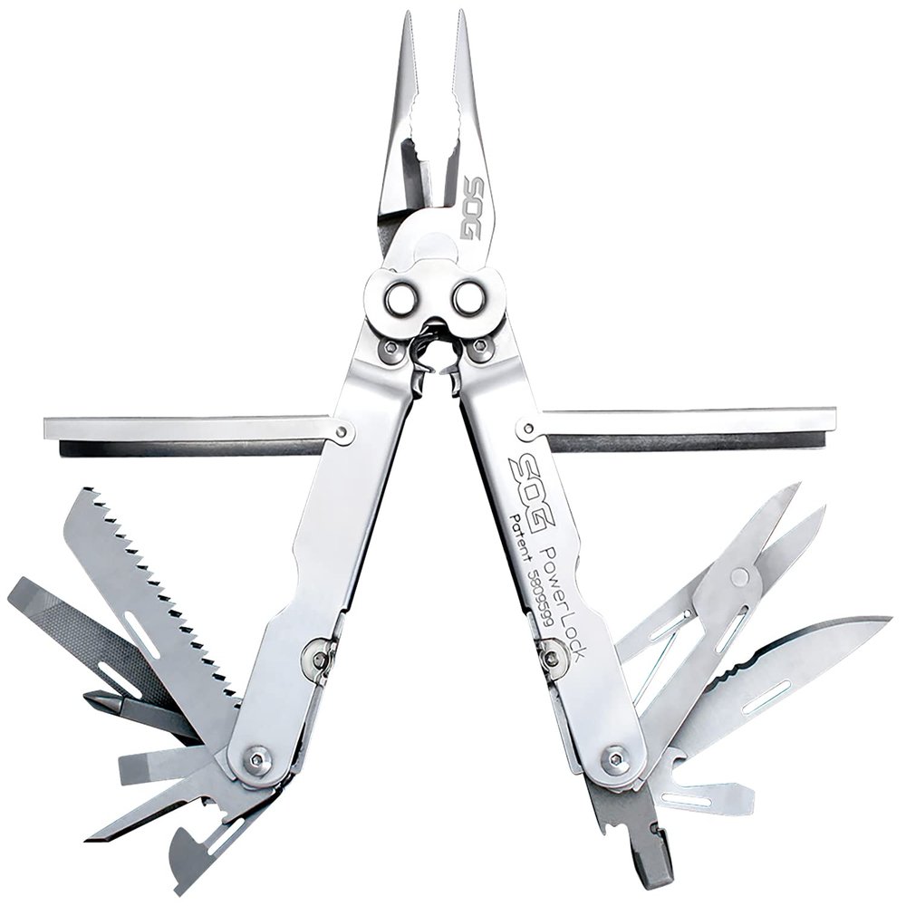 SOG Powerlock Heavy Duty 18 Multitool Pliers with Ballistic Nylon Sheath (Satin)