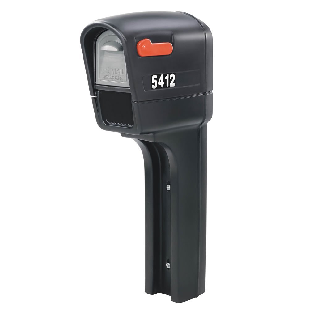Step2 MailMaster Plus Mailbox & Post, Weather Resistant, Large Outdoor Mailboxes, Made of Durable Plastic, Easy to Install, Flag Included, Black