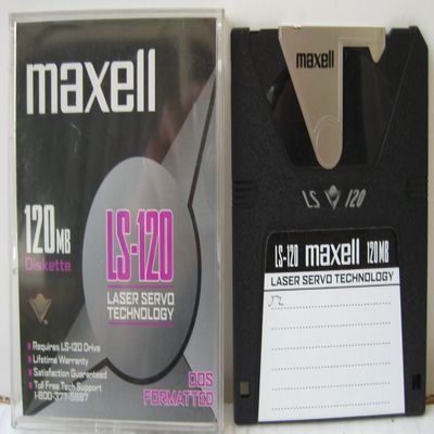 Maxell LS-120 120MB Diskette - Superdisk - Requires LS-120 Super Disk drive - Windows DOS formatted