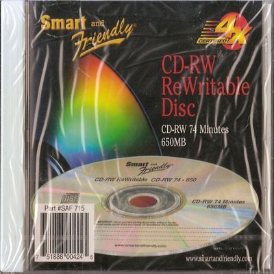 Smart & Friendly SAF722 CD-RW 74 Minute, 650 MB, 4X (3-Pack)