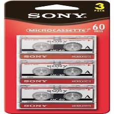 Pack of 3 Sony MC60 Dictating Cassettes, Micro, 60 Minutes