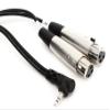Hosa CYX-405F Camcorder Microphone Cable, Dual XLR3F to Right-angle 3.5 mm TRS, 5 Feet view 1