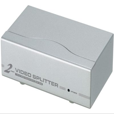 ATEN VS92A 2-Port VGA Splitter Dual Monitor Video HDB-15 Up to 1920 x 1440 60Hz and - Up to 30 Meters - Max 8 Displays 350MHz Silver Metal - Includes Power Adapter