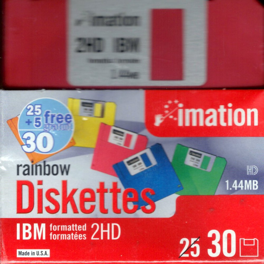 Imation 3 1/2" Bulk Diskettes, IBM(R) Format, DS/HD, Rainbow, Box Of 30