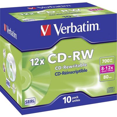 VERBATIM CD-RW 700MB 8-12X HI SPEED PK10