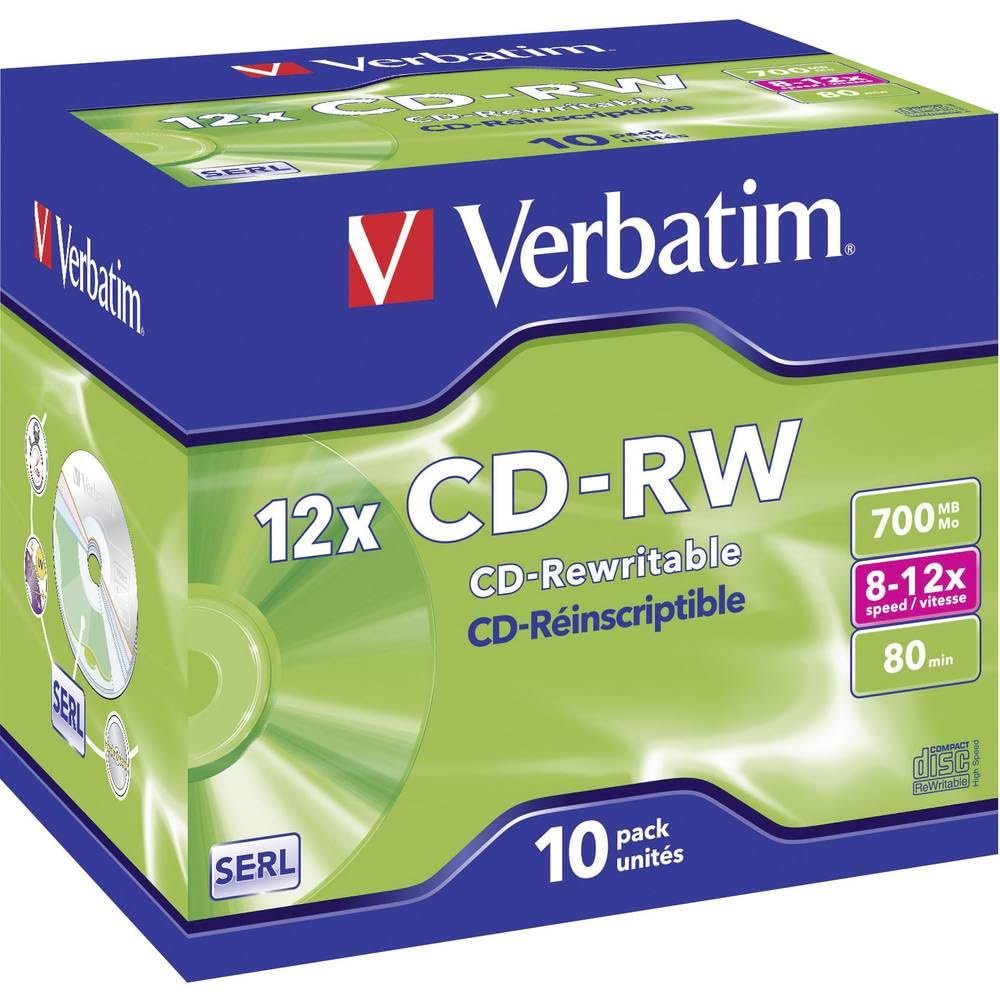 VERBATIM CD-RW 700MB 8-12X HI SPEED PK10