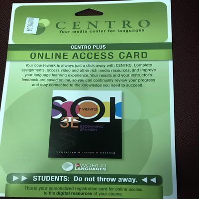 McGraw-Hill Centro Plus Online Access Card for Sol Y Vento 3rd Edition by VanPatten, Leeser, and Keating