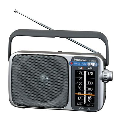 Panasonic Portable AM/FM Radio, Battery Operated Analog Radio, AC Powered, Silver (RF-2400D)