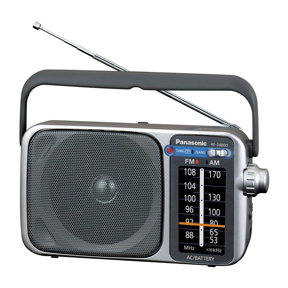 Panasonic Portable AM/FM Radio, Battery Operated Analog Radio, AC Powered, Silver (RF-2400D)