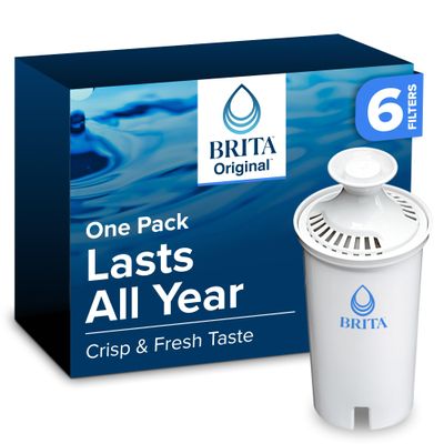 Brita Standard Water Filter for Pitchers and Dispensers, Reduces Copper, Cadmium and Mercury Impurities, Lasts Two Months or 40 Gallons, Includes 6 Filters for Pitchers