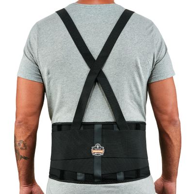 Ergodyne ProFlex 100 Back Support Brace, 8" Spandex Belt, Adjustable, Removeable Straps, Small, Black