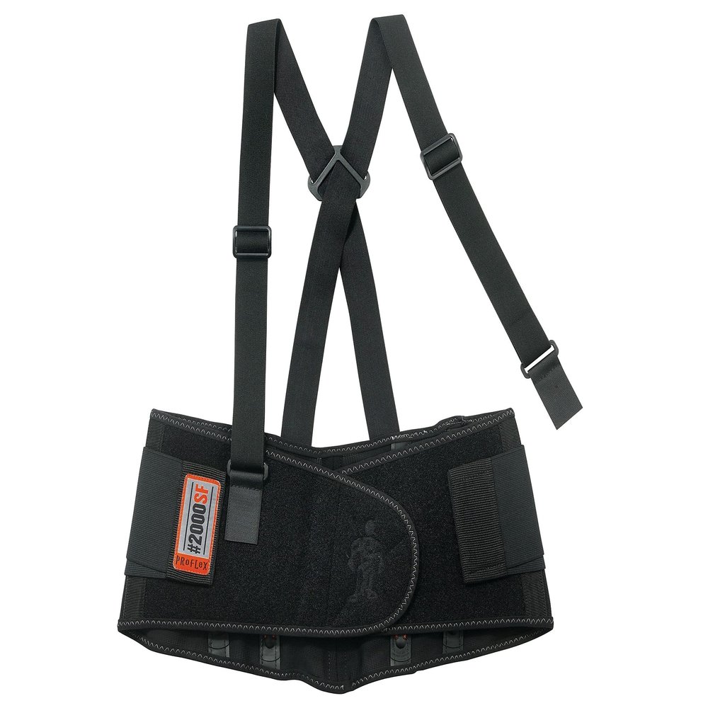 Ergodyne ProFlex 2000SF Back Support Brace, 8.5" Spandex, V-Shape Design and Patented Stays for Added Support, 3XL,Black