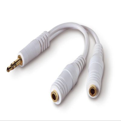 Belkin 3.5mm Audio Splitter  Dual Headphone and Speaker Jack Adapter for Sharing Music or Videos  Compatible with iPhone, iPad, Laptops, Tablets, and Other Devices with AUX Port  White