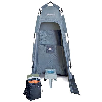 Cleanwaste Go Anywhere Complete Portable Toilet System - Full Bathroom Solution in a Backpack with Toilet, Privacy Shelter, Waste Kits & Trash Bag (Camping, Military, Emergencies)
