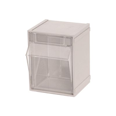 Quantum Storage Clear Tip Out Storage Bins - 4in. x 4 1/2in. x 6in. Size, Ivory
