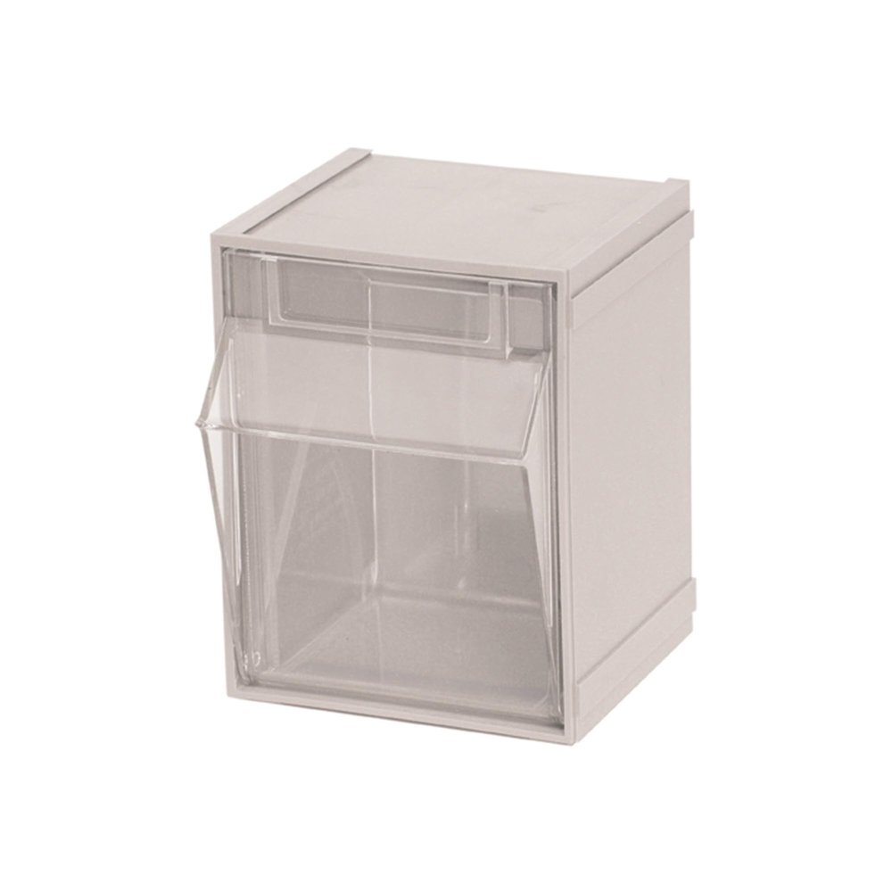 Quantum Storage Clear Tip Out Storage Bins - 4in. x 4 1/2in. x 6in. Size, Ivory