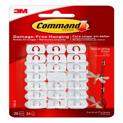 Command Small Decorating Clips, White, 20-Clips, 24-Strips, Decorate Damage-Free