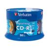 Verbatim CD-R Blank Discs 700MB 80min 52X Recordable Disc for Data and Music with Digital Vinyl Surface - 50pk Spindle Blue/Green/Orange/Pink/Purple view 1