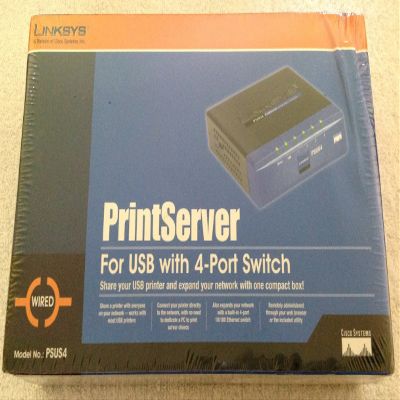 Cisco-Linksys PSUS4 PrintServer for USB with 4 Port Switch
