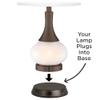 1 3/4" High Universal Charging Workstation Lamp Base with USB Ports A+C and AC Power Outlet Brown Bronze Finish Metal Shade Living Room Bedroom Bedside Nightstand House Office Home view 2