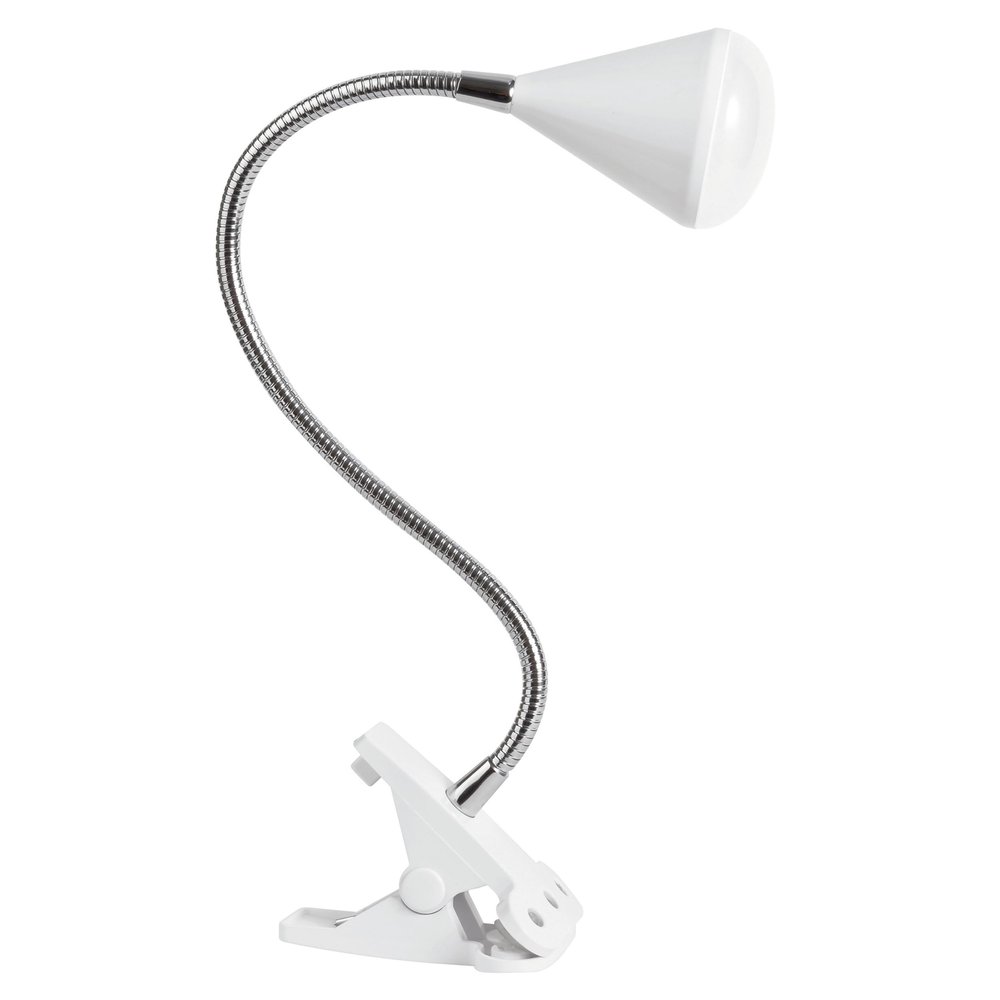 OttLite LED Cone Clip Lamp, Flexible Neck, White
