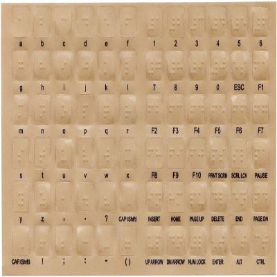 Transparent Braille Computer Keyboard Overlays Stickers (Lexan Material and 3M Adhesive Does Not Slip, Ooze, or Curl) for the Blind and Visually Impaired (Windows PC)