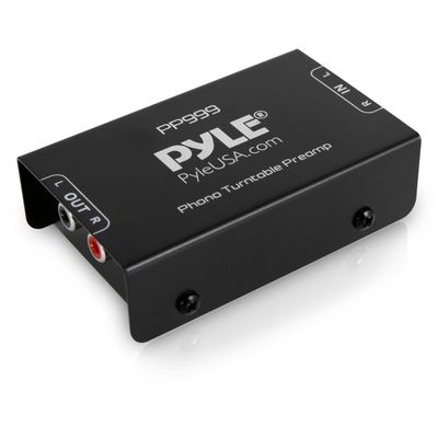 Pyle Mini Phono Turntable Preamp - Low Noise Stereo Preamplifier with RCA Input/Output - 12V DC Adapter - High-Fidelity Audio for Vinyl - Phonograph - Home Audio - PP999