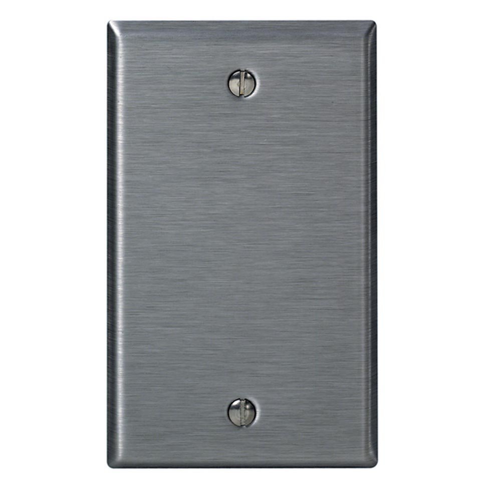 Leviton 1-Gang Blank Device Wallplate, Standard Size, Non-Magnetic Stainless Steel, 84014-40