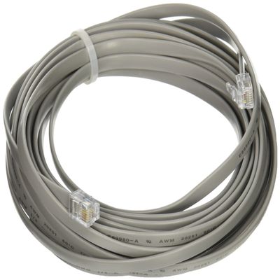 Legrand - C2G RJ12 6C6P Straight Modular Cable, Straight Through Pinned Cable, Silver Modern Cable, 25 Feet, C2G 08114