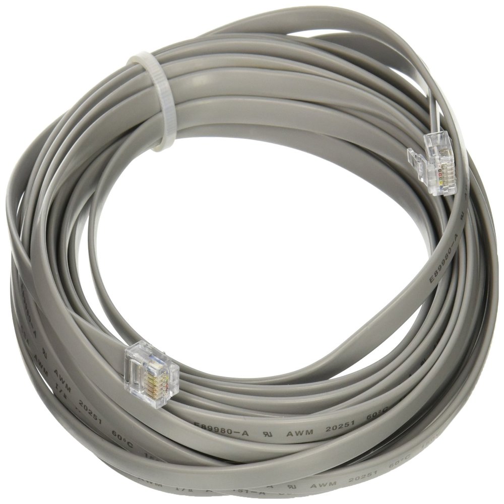 Legrand - C2G RJ12 6C6P Straight Modular Cable, Straight Through Pinned Cable, Silver Modern Cable, 25 Feet, C2G 08114
