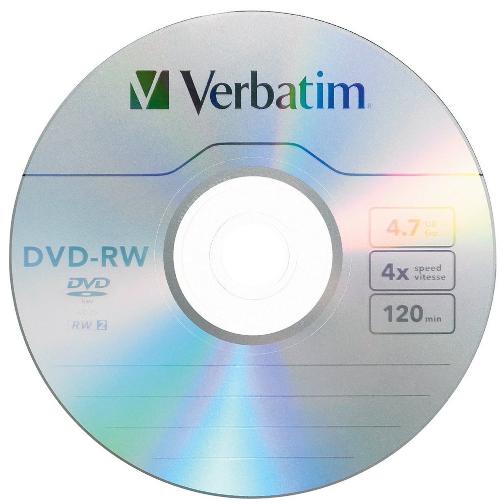 Verbatim DVD-RW 4.7GB 4X Rewritable DVD Disc, Slim Case, 1 Pack