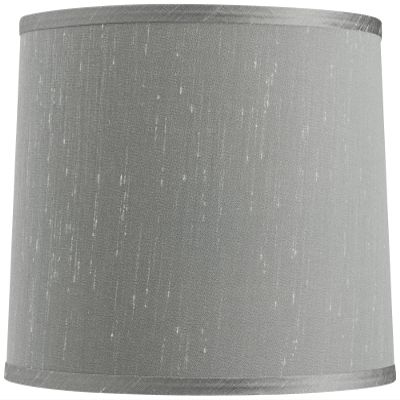 Platinum Gray Large Dupioni Silk Lamp Shade 13" Top x 14" Bottom x 10" Slant x 10" High (Spider) Replacement with Harp and Finial - Springcrest