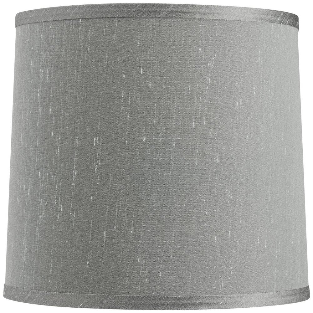 Platinum Gray Large Dupioni Silk Lamp Shade 13" Top x 14" Bottom x 10" Slant x 10" High (Spider) Replacement with Harp and Finial - Springcrest