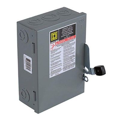 Square D - D221NCP General Duty Safety Switch, Fusible, 30-Amp, 240V, 2-Pole, 7.5 HP, Indoor, W/Neutral