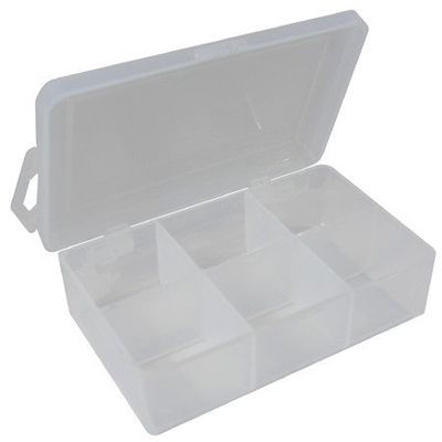 Pico 0006A 4-1/2" x 3" x 1-1/4" Empty 6 Compartment Flex Plastic Kit Box