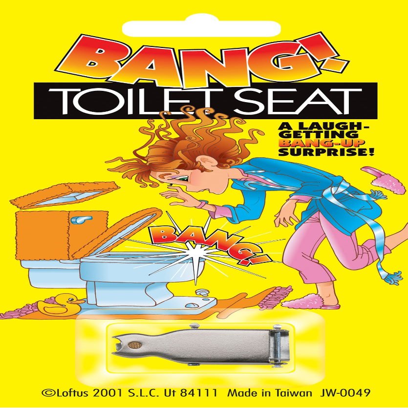 Joker Big Bang! Funny Popping Toilet Seat 1.25" Prank, Silver