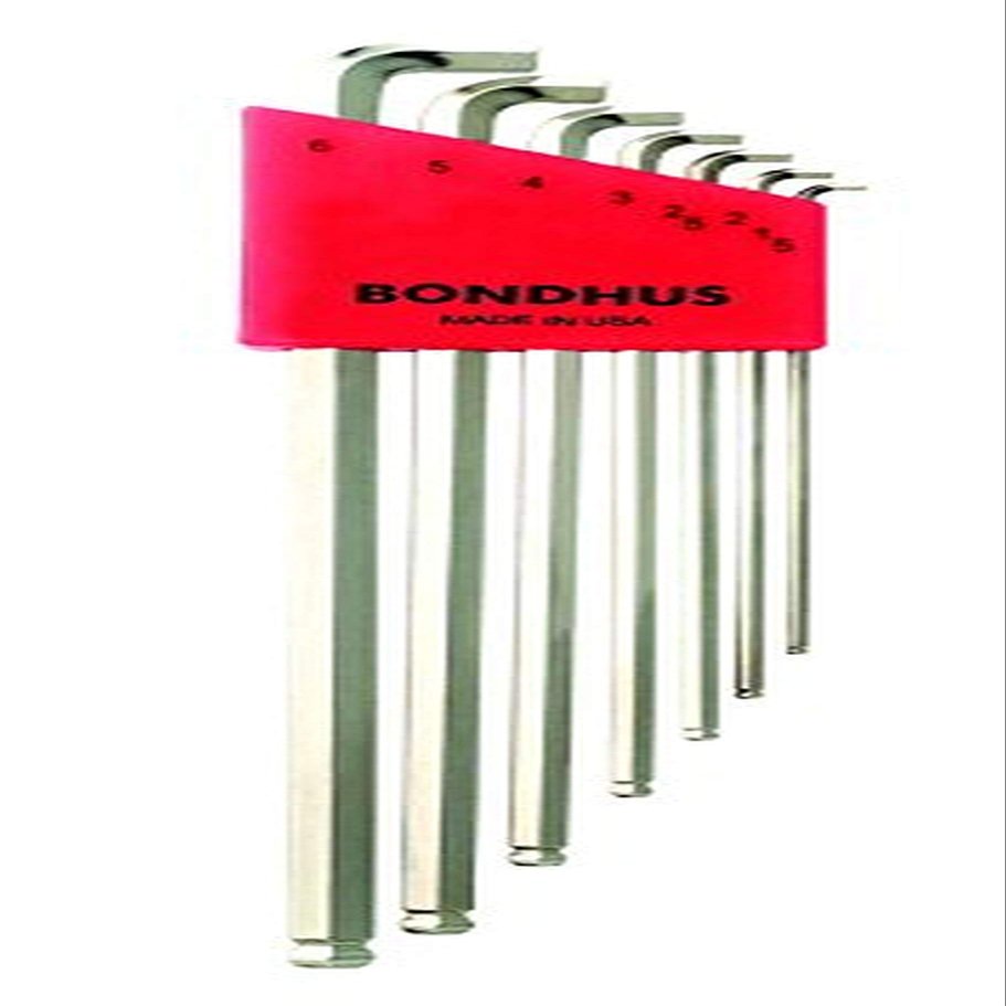 Bondhus 16792 Stubby Ball End Tip Hex Key L-Wrench Set BriteGuard 7 PC,Long Arm