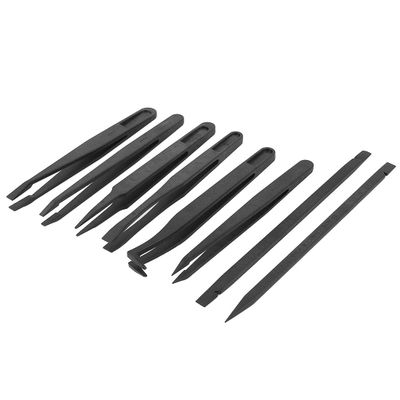 uxcell Plastic Anti Static Tweezer ESD Safe Repair Tool 8 Pcs Black