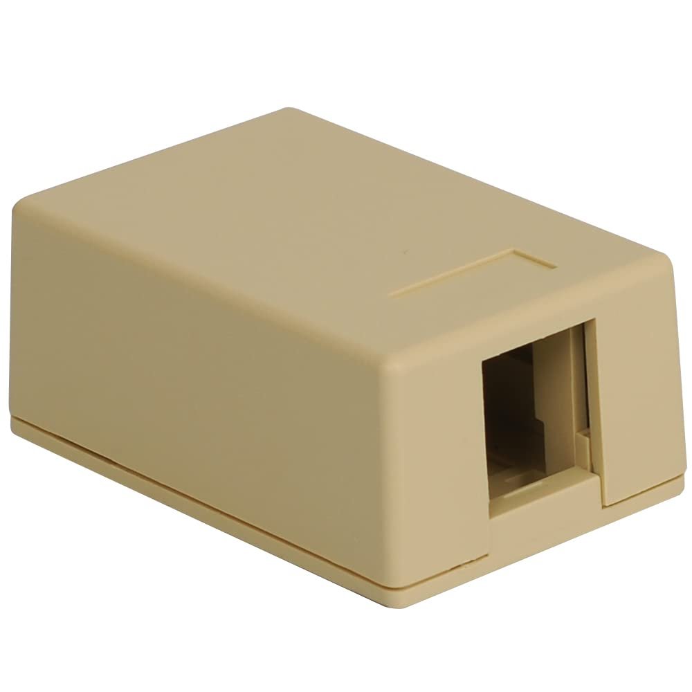 ICC 1-Port Surface Mount Box for Slim/Wide Keystone Jacks, Ivory, 1-Pack