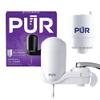 PUR Vertical Faucet Mount Water Filtration System with Lead Reducing Filter for Cleaner, Filtered Tap Water, Lasts 100 Gallons, Sink Water Filter, Fits Most Kitchen or Bathroom Faucets, White view 1