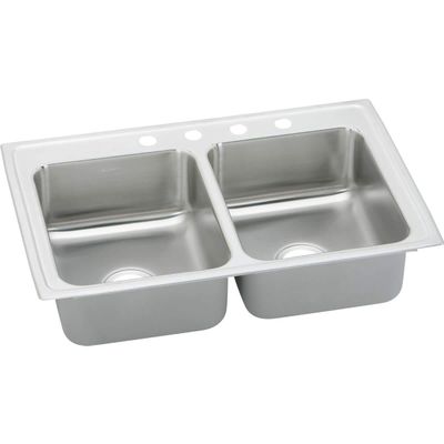 Elkay PSR33222 2-Hole Gourmet 22-Inch x 33-Inch Double Basin Drop-Inch Stainless Steel Kitchen Sink