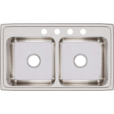 Elkay LR33194 Lustertone Stainless Steel Equal Double Bowl Top Mount Sink