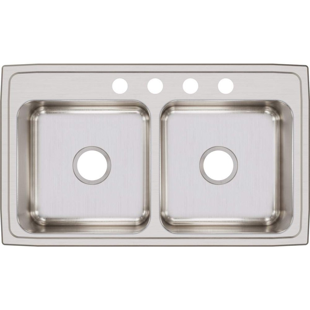 Elkay LR33194 Lustertone Stainless Steel Equal Double Bowl Top Mount Sink