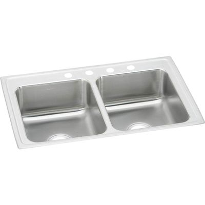 Elkay Lustertone Classic LR33214 Equal Double Bowl Drop-In Stainless Steel Sink