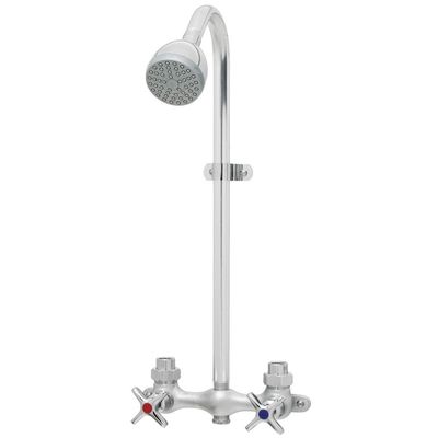 Speakman SC-1220-AF Commander Vandal Resistant Industrial Exposed Shower with Cross Handles  2 Handle Shower Faucet with Hot & Cold Water Indexing, Polished Chrome
